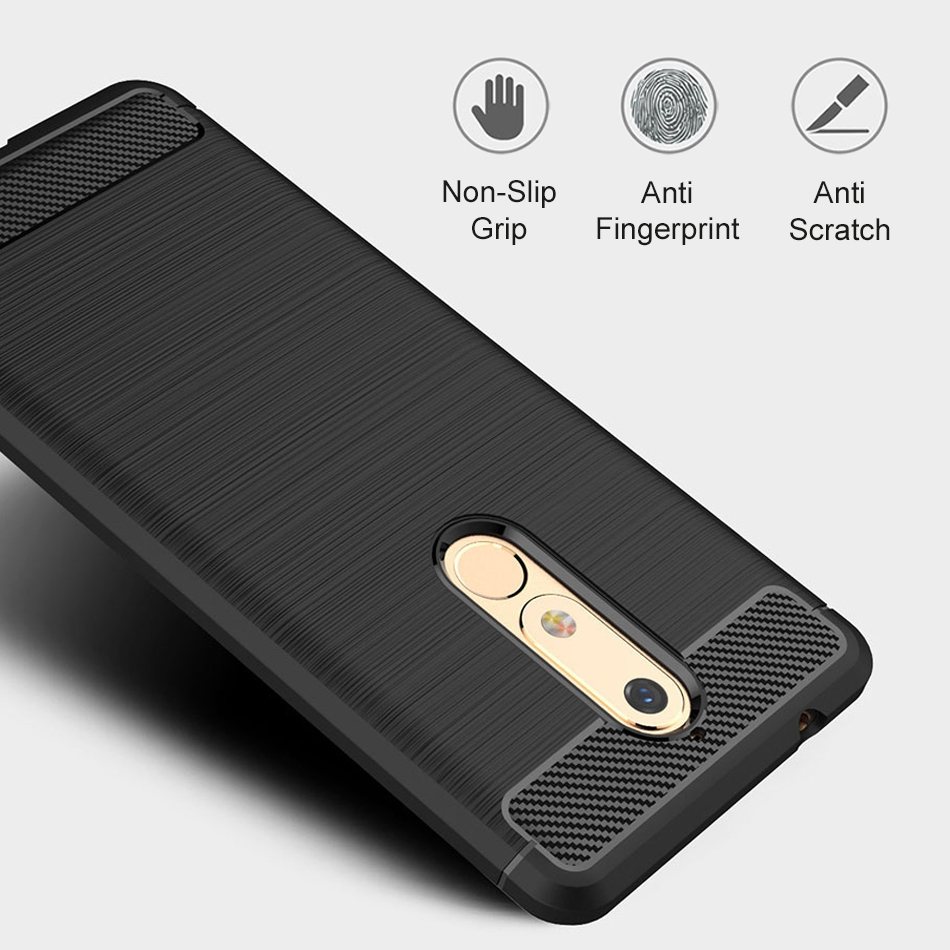 Flexi Slim Carbon Fibre Case for Nokia 5.1 - Brushed Black